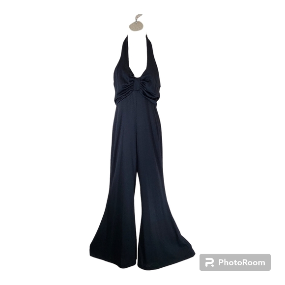 Vintage Pants - VINTAGE 1970's Bell Bottom Jumpsuit High Waited Hater Top Aldens Fashion Size 12